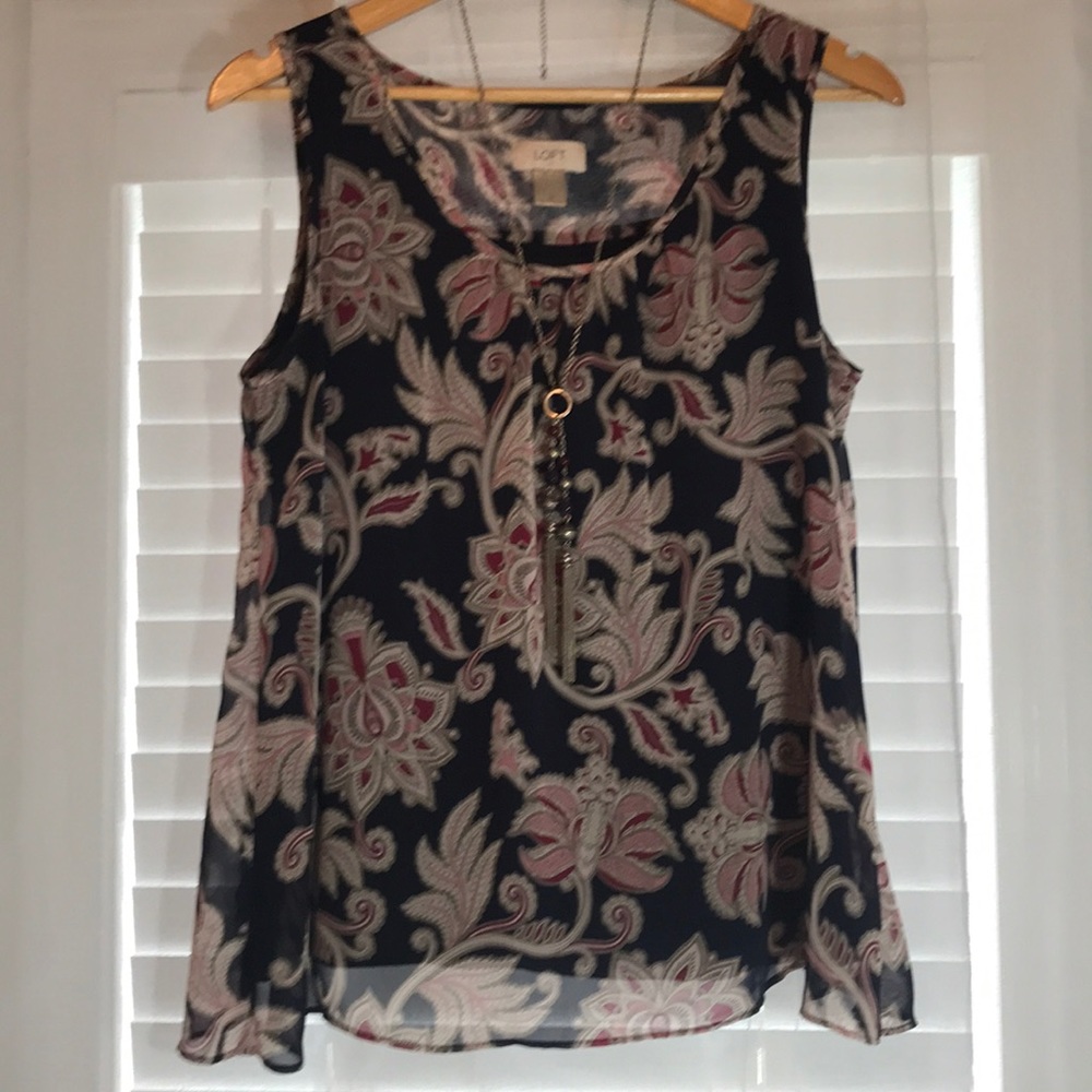 LOFT Tulip Hem Woven Sleeveless Top